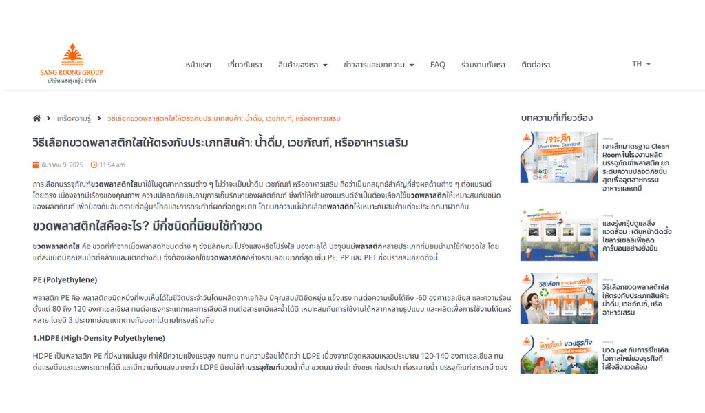 ตัวอย่างงานเขียนบทความ แสงรุ่ง 4 วิธีเลือกขวดพลาสติกให้ตรงประเภทสินค้า